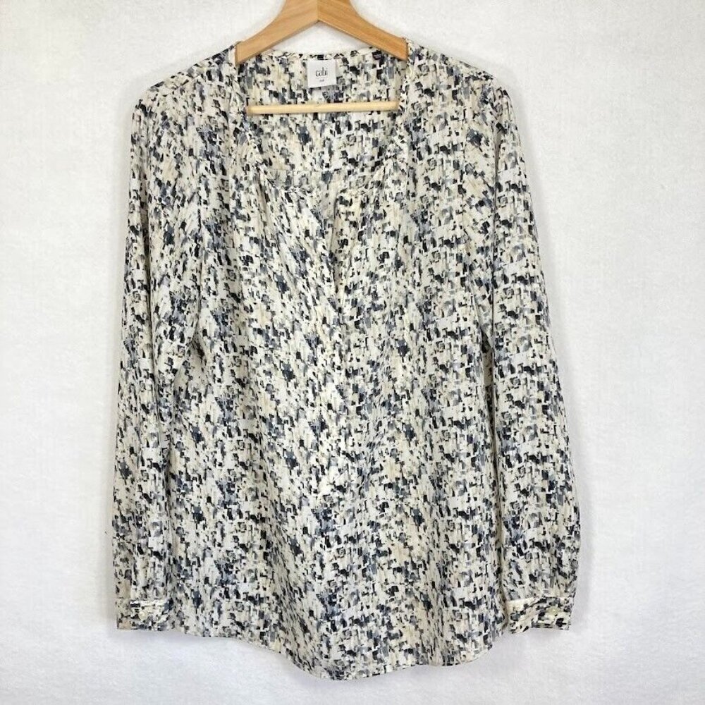 Cabi Shatter Blouse Geometric Print Lightweight Flowy Work Wear Academia Boho M